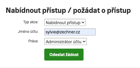 Odeslání žádosti o přístup ve Skliku